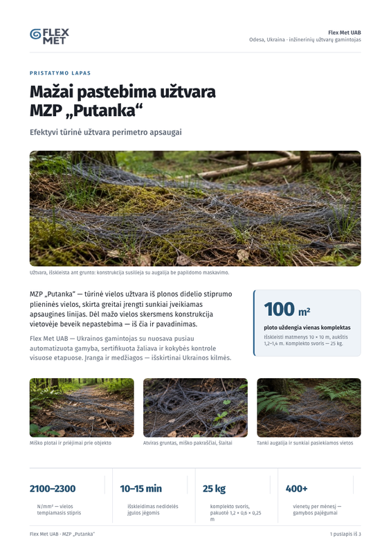 MZP „Putanka“ — pristatymo lapas
